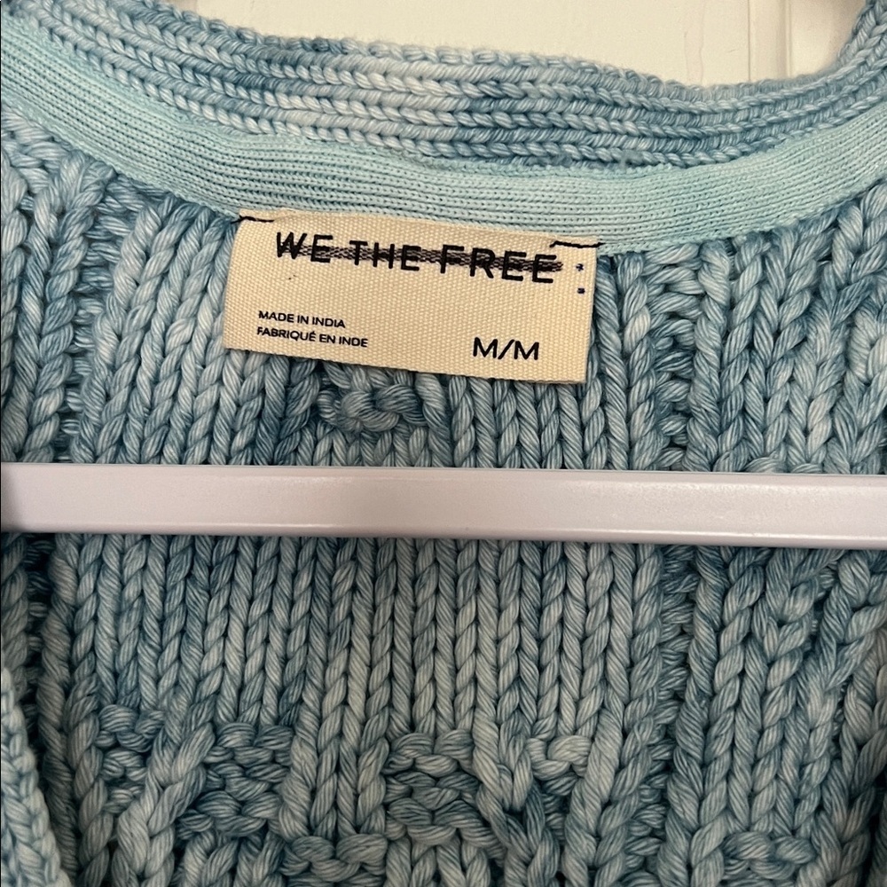Free people blue rain cable vest size medium nwot - Picture 6 of 8